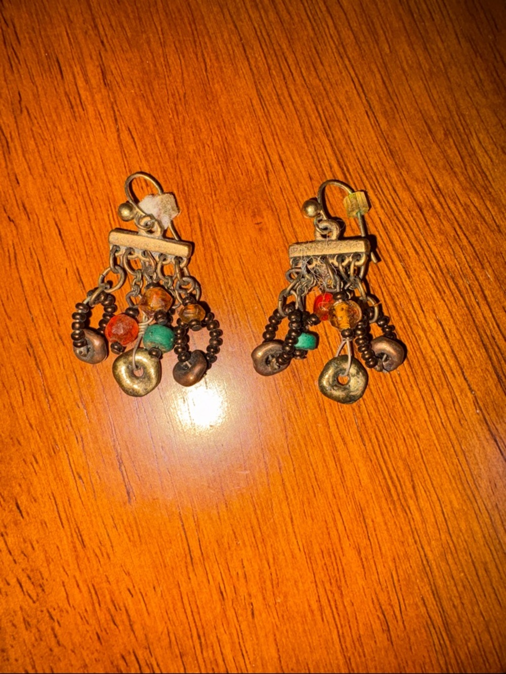 Vintage-Style Multicolor Bead & Charm Dangle Earrings